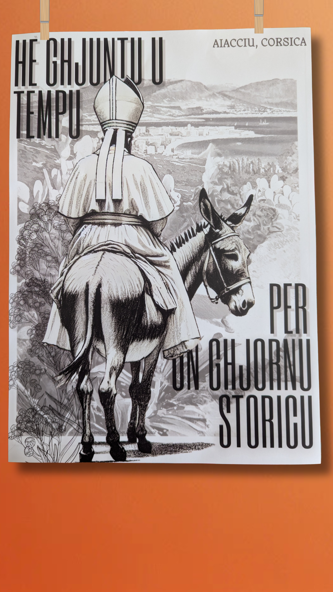 Affiche / Poster souvenir - "Le Pape arrive à Ajaccio"